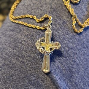 Cross with Crown Necklace